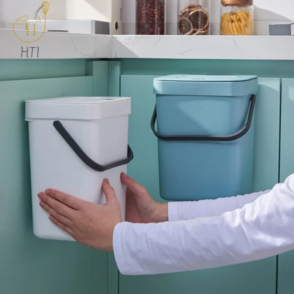 3L Eco-Friendly Sealed Bin Space Saving Quiet Close Trash Can For Kitchen & Office Wall Mounted Garbage Bin 5