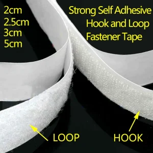 1/3/5M Strong Self-adhesive Fastener Tape Hook and Loop Magic Nylon Sticker Tape adhesive with Glue for DIY Craft 20-50MM White 1