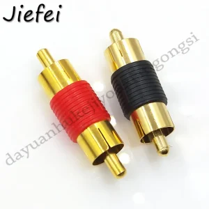 2Pcs Gold plated RCA Male to Male RCA Jack Plug Connector Adapter Video Audio Extender Cord Cable Converter 1