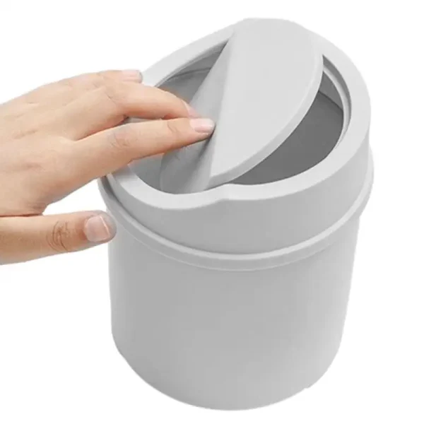 1pcs Mini Desktop Bin Small Trash Can Tube With Cover Bedroom Trash Can Garbage Can Clean Storage Box Home Desk 2