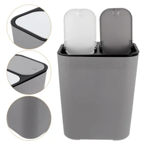 Dual 2 Compartments Dry Wet Trash Bin Waste Bins Kitchen Recycling Garbage Can Rubbish Bin Trash Container Household 1