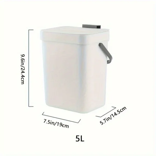 Wall Mounted Trash Can Space Saving Kitchen Bin, No Drill Hanging Dustbin with Slow Close Lid, Office Eco Sealed Waste Basket 4