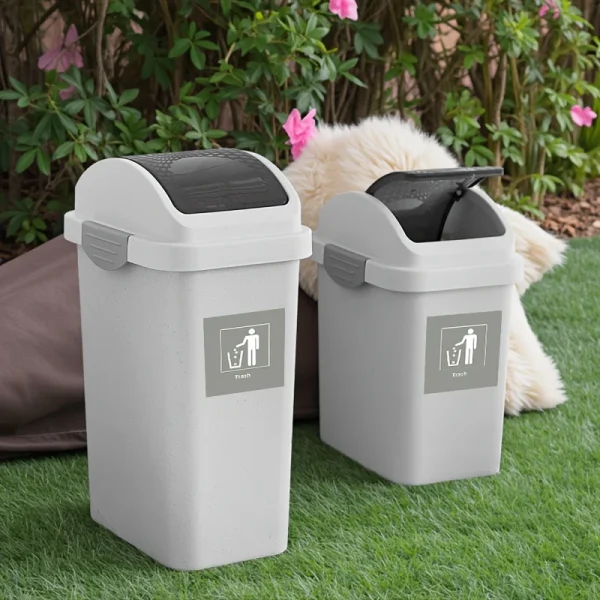 11L/13L.Garbage Can Thickened Press Type Swing Cover Plastic Waste Bin With Lid Large Capacity Dual Swing Top Trash Can 3