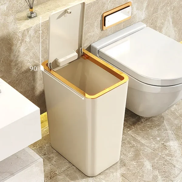 Trash Can with Lid Semi Automatic Large Capacity Garbage Bin Toilet Living Kitchen Bedroom Press Plastics Trash Bin Home Items 5