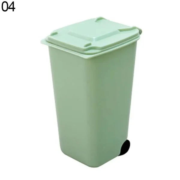 Mini Wheelie Trash Can Storage Bin Desktop Organizer Pen Pencil Cup Creative 3