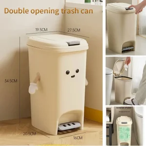 Foot-pressed Double-open Trash Can Waterproof with Cover Bathroom Kitchen Waste Recycling Bin Large Storage Box Home Supplies 1