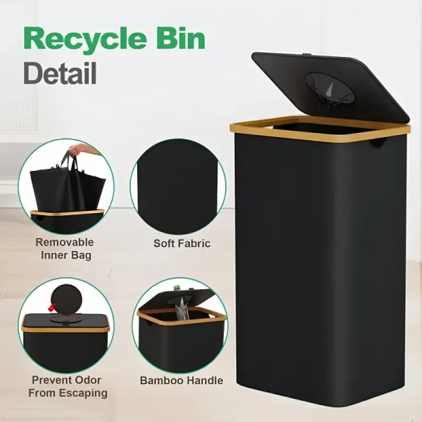 1 Bottle Collector, Odor Suppression Trash Can, Recycling Bin, Laundry Basket, Foldable, With Inner Bag 2