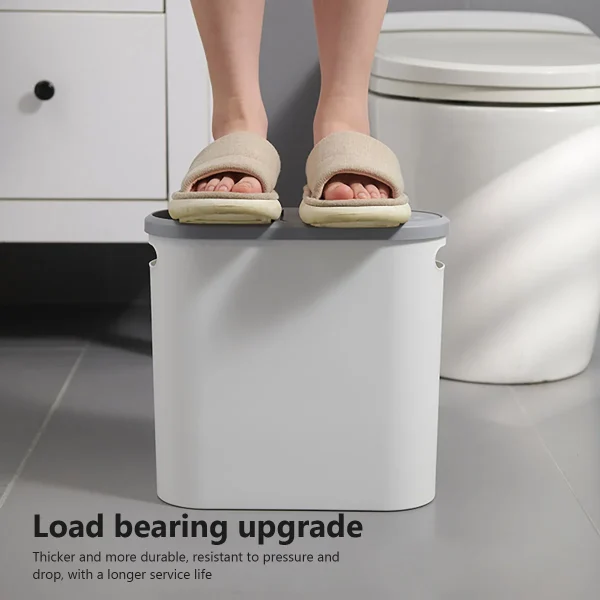 10L Plastic Trash Can With Lid 14CM Width Press Type Slim Gap Trash Bin Suitable For Bathroom Kitchen Living Room Paper Basket 4