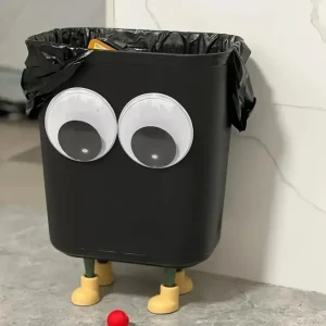 Whimsical Footed Trash Bin with Oversized Eyes - Perfect for Home, Office, or Kitchen! 1