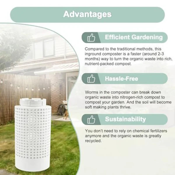 Outdoor Compost Bin Worm Composting Bin Worm Farm Compost Bin Kit For Inground Insect Composter For Small Flower Pots Garden 5