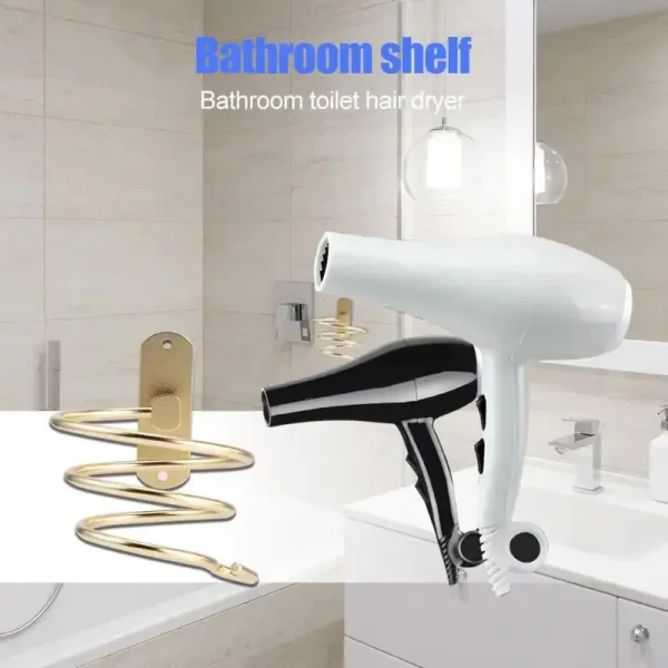 Wall-mounted Hair Dryer Holder Hairdressing Blower Bracket Hanging bathroom Shelf Storage Rack Holder Hanger Accessories Shelves 3