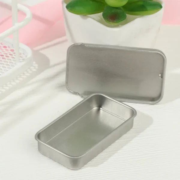 1pcs Mini Tin Box Bins Jar Rectangle Empty Box Portable Lipstick Cream Storage for Wedding Jewelry Candy Pill Cases Black Silver 5