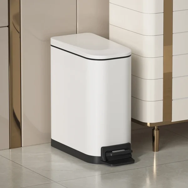 6L stainless steel pedal light luxuary trash bin, double metal narrow trash can, suitable for bathroom, bedroom, office, hotel 3