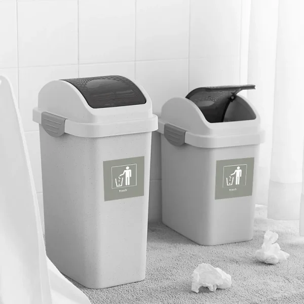 11L/13L.Garbage Can Thickened Press Type Swing Cover Plastic Waste Bin With Lid Large Capacity Dual Swing Top Trash Can 4