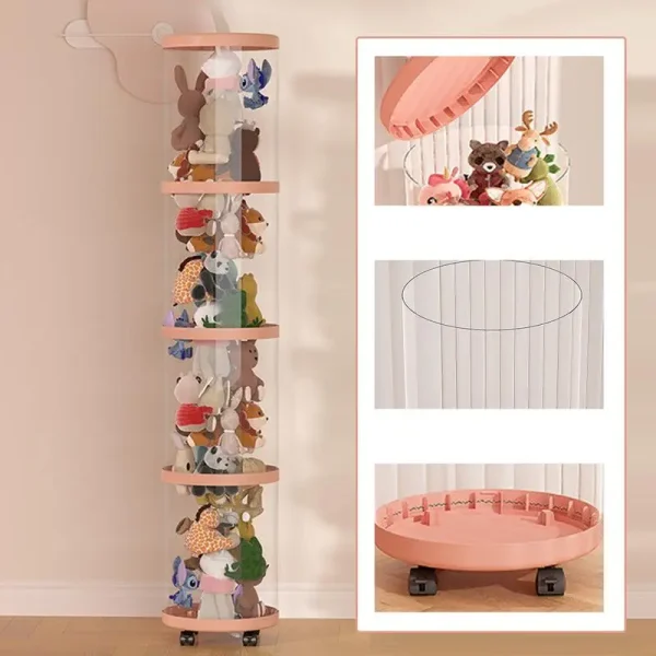 Doll Storage Bucket Children's Plush Toys Storage Tube Transparent Moistureproof Organization Bins Home Foldable Organizer Box 3