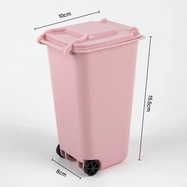 Mini Desktop Trash Can Plastic Waste Bins With Lid Household Clean Trash Desk 2