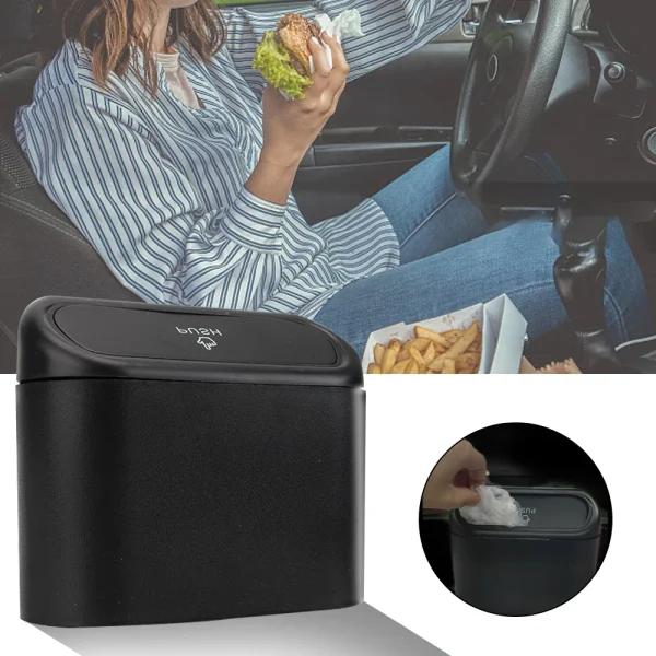 1L Car Interior Storage Case Trash Bin Push Can Mini Tray Dustbin Garbage Box Door Seat Clip Stand Holder Automotive Accessories 2