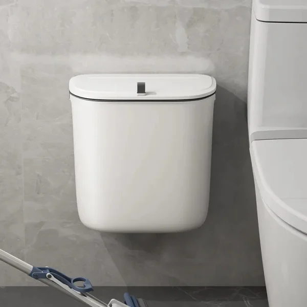 Bathroom Trash Can Wall Mounted Hanging Trash Bin With Lid Waterproof Narrow Seam Rubbish Bin Toilet Waste Garbage Bin 7/9L 2