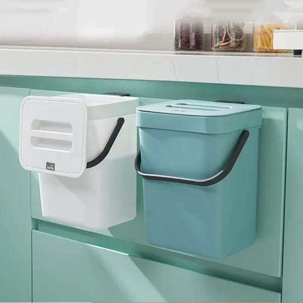 Trash Can Kitchen Wall Mounted Hanging Trash Can With Lid Garbage Can for Cabinet Under Sink Waste Garbage Compost Bin 3/5L 5