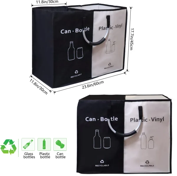 Collector Bins with 2 Compartments 81L Recycling Bins Odor-Resistant Recycle Bin Indoor Bottle Hamper for Home and Kitchen 5