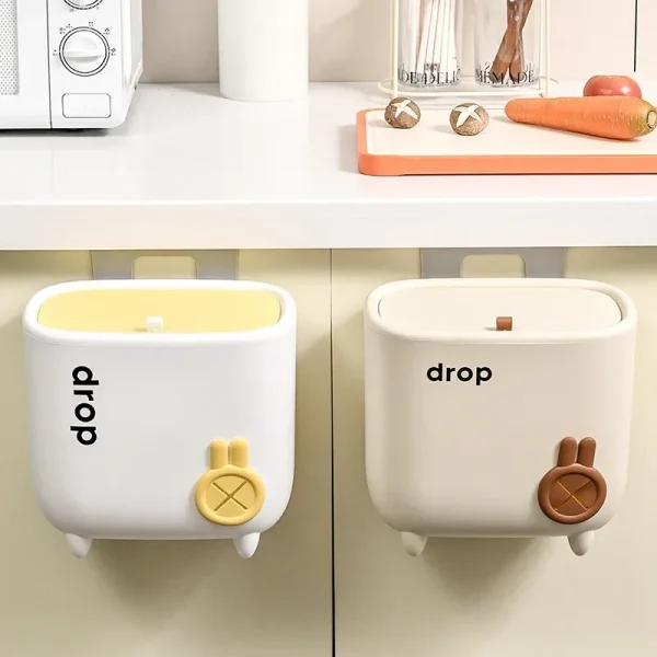 Kitchen Trash Can Wall Mounted Recycling Garbage Basket with Lid For Cabinet Door  Large Capacity Hanging Trash Bin 2