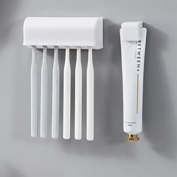 1pc Punch-free Wall-mounted Toothbrush Holder Toothpaste Holder Toothpaste Storage Rack Bath Organizer Bathroom Accessories 2