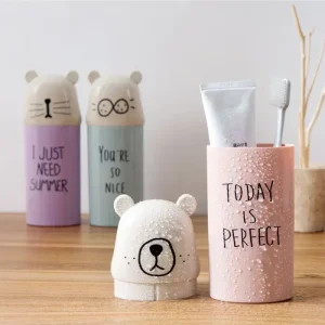 Cute Toothbrush Toothpaste Cups Portable Storage Boxes Brush Washing Tooth Gargle Case Children Bathroom Travel Organizer 1