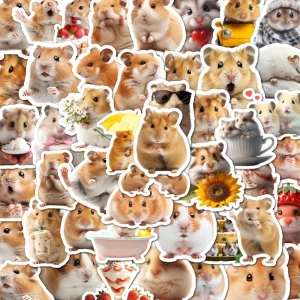 48pcs Party small gifts, small hamster stickers can be used for wall tabletop cups and other decorations, party small stickers 1