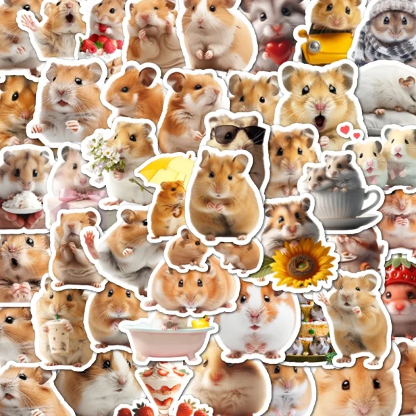 48pcs Party small gifts, small hamster stickers can be used for wall tabletop cups and other decorations, party small stickers 1