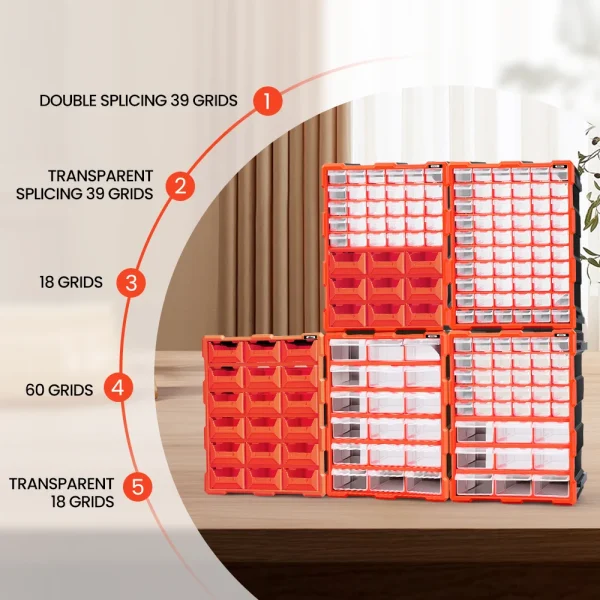 AIRAJ 18/39/60 drawers Mini Storage Box Stackable Tool Storage Bin Screw Parts Crafts Sewing Thread Jewelry Storage Organizer 2