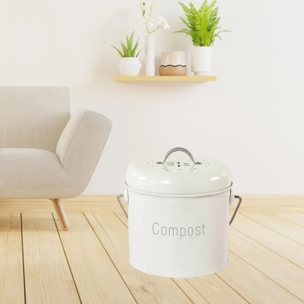 Metal Kitchen Compost Bin Kitchen Countertop Kitchen Trash Can WIth Lid for Food Scrap Farmhouse Wastebasket 2