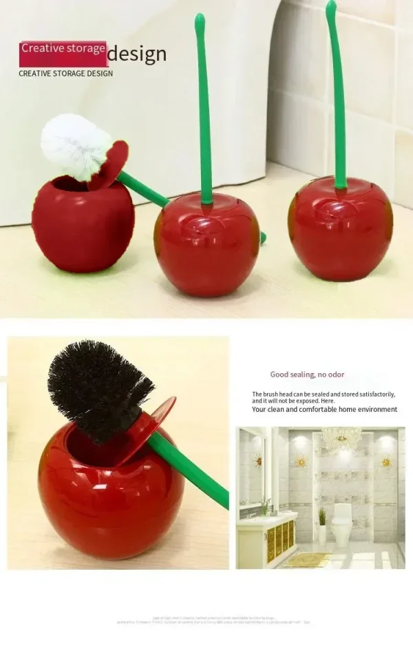 1pc Red Toilet Brush Creative Lovely Cherry Shape Lavatory Toilet Brush Holder Set Toilet Holder Bathroom Accessories 6