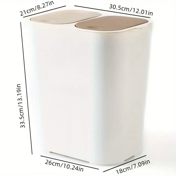 Dual Compartment Garbage Bin Double Compartment Trash Can Kitchen Dry Wet Classified Waste Bin 6