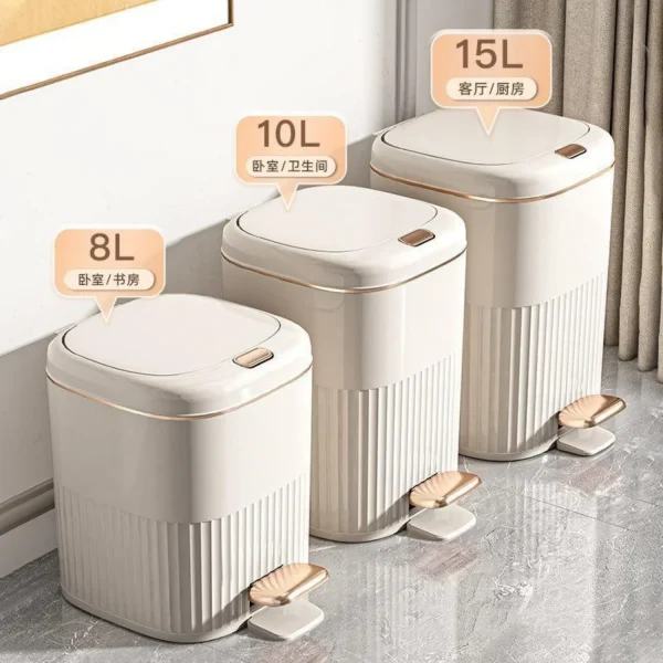 8/10L Foot Pedal Trash Can Waterproof Bathroom Waste Bins with Lid Large Capacity Garbage Bin Luxury Office Kitchen Trash Can 6