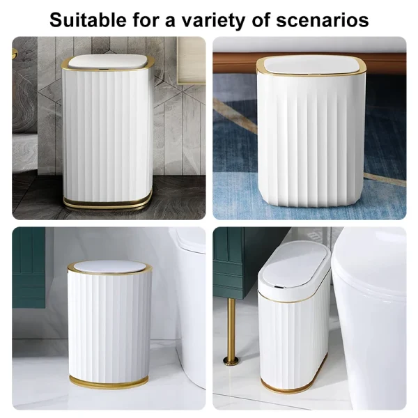 Smart Home Automatic Sensor Trash Can For Kitchen Bathroom Toilet Smart Trash Can Living Room Dustbin Wastebasket Waterproof Bin 6