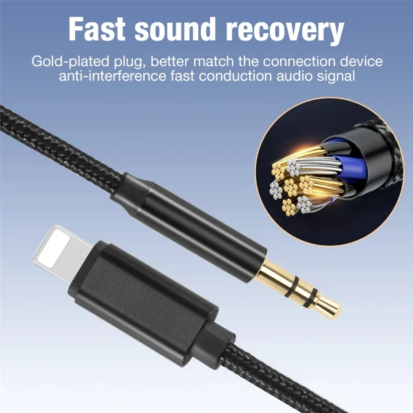 Car AUX Cable for iPhone Audio Cable Aux Cable to 3.5mm Premium Audio for iPhone 13 Pro-8 Plus Car Stereos 6