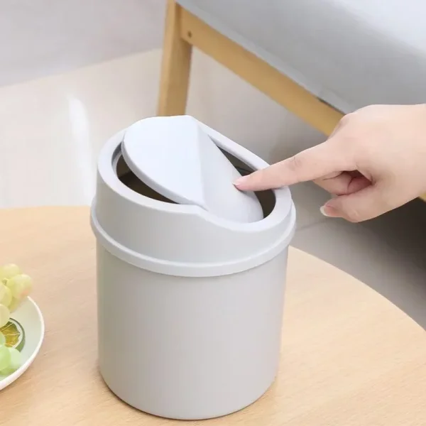 Mini Desktop Bin Small Trash Can Tube with Cover Bedroom Trash Can Garbage Can Clean Workspace Storage Box Home Desk 3