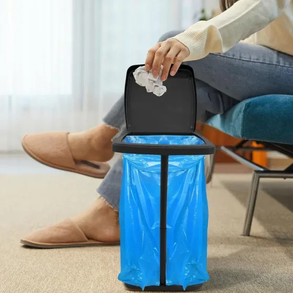 Garbage Bag Holder Rubbish Bin Stand Telescopic Garbage Holders Waste Storage Frame with Lid for Living Room Yard Lawn Camping 3