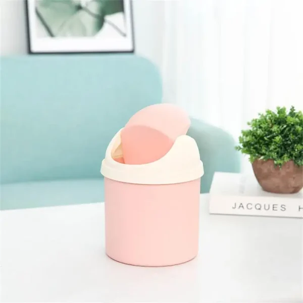 Waste Bins Mini Desktop Bin Shake Lid Type Waste Can Tube With Cover Bedroom Trash Can Garbage Can Storage Box Cleaning Tools 3