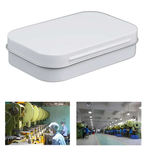 1pc Storage Box Metal Rectangular Mini Empty Tin Box Tinplate Bin Jar Flip Hinged Container 95*60*20mm Home Storage 2