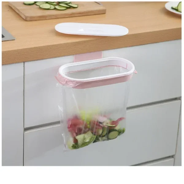 Garbage Bag Holder Kitchen Cabinet Door Basket Hanging Trash Can Waste Bin Garbage Rack Tool Storage Holder Kitchen Organizer 2