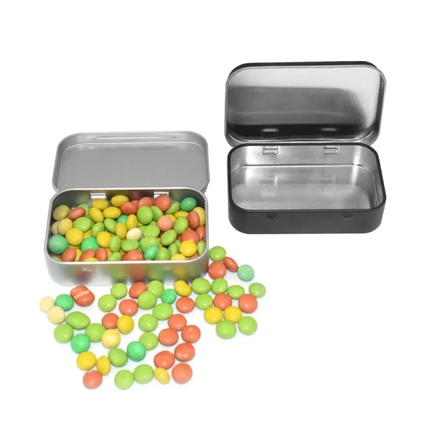 Metal Rectangular Empty Mini Tin Box Tinplate Push Candy Pill Cases Bins Jar Hinged Containers Small Organizer Storage Box 6