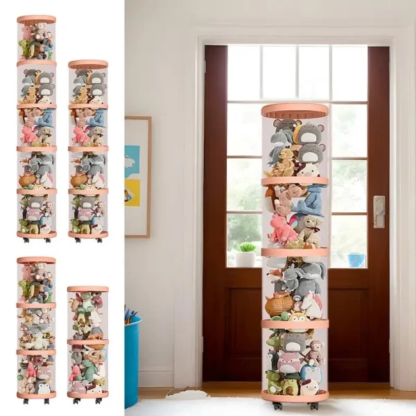 Doll Storage Bucket Children's Plush Toys Storage Tube Transparent Moistureproof Organization Bins Home Foldable Organizer Box 2