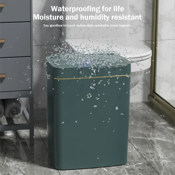 15L/18L Smart Sensor Trash Can Automatic Kicking Green White Garbage Bin for Kitchen Bathroom Home Waterproof Electric Waste Bin 3