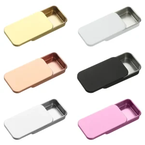 1pcs Mini Tin Box Bins Jar Rectangle Empty Box Portable Lipstick Cream Storage for Wedding Jewelry Candy Pill Cases Black Silver 1