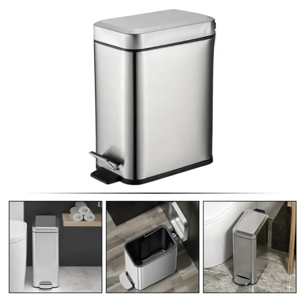 Pedal Trash Can 50 Litre Kitchen Bin Garbage Lid Home Office Bathroom Waste Basket Rubbish Container Step Stainless Steel Space 4