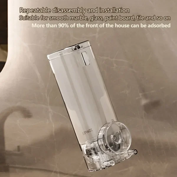 Wall-Mounted Soap Dispenser No-Drill Suction Cup Plastic Lead-Free Independent Installation Bathroom Accessories Battery-Free 6