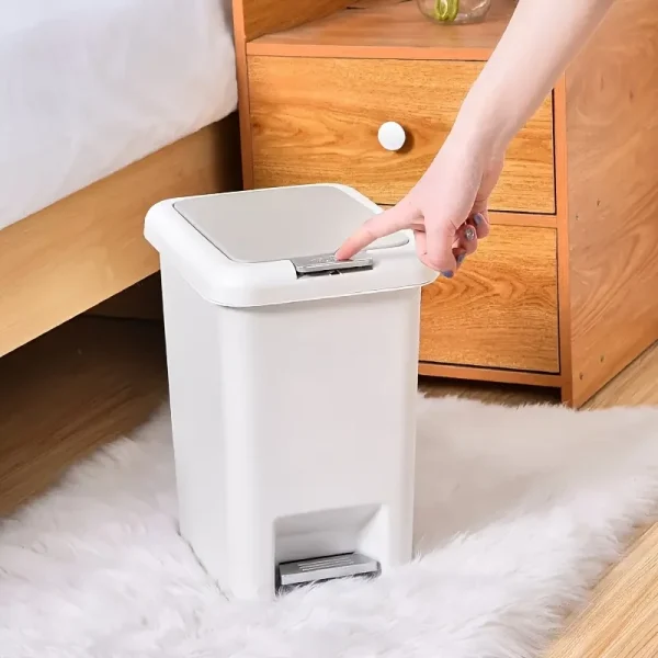 Plastic Foot Pedal Double Opening Trash Can for Use in Bathroom, Kitchen, Living Room, Dorm, Office Trash Bin， 2