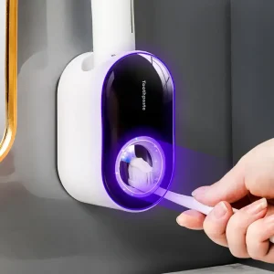 1pc Wall Mounted Automatic Toothpaste Squeezer and Toothbrush Holder - Convenient and Hygienic Bathroom Accessory 1