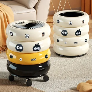 12L Large Capacity Garbage Bin With Lid And Wheel, Suitable For Bedrooms, Living Rooms, Offices, Kitchens, Press To Open Lid 1